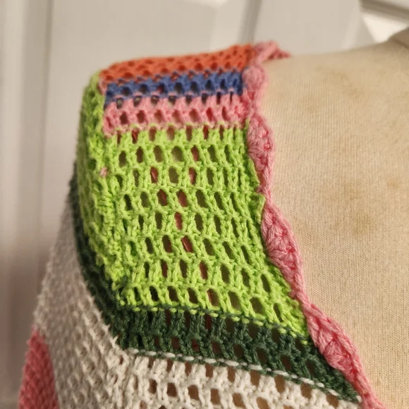 Hippie Rose Multicolor Striped Crochet Sweater - Picture 4 of 13